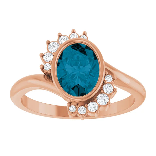 London Blue Topaz and Diamond Ring