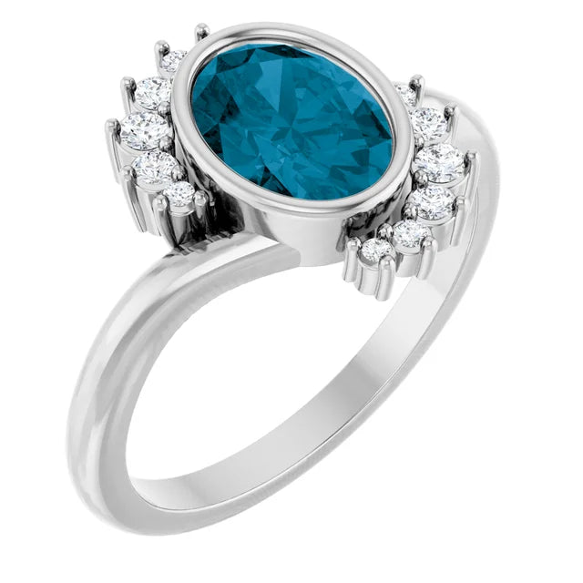 London Blue Topaz and Diamond Ring