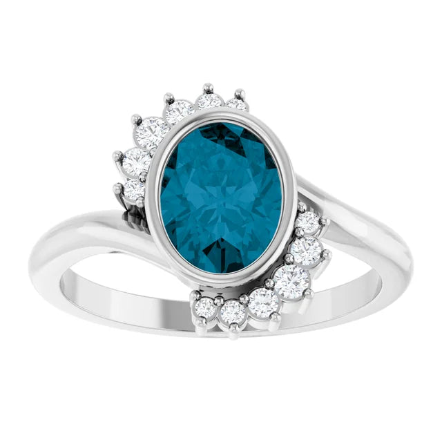 London Blue Topaz and Diamond Ring