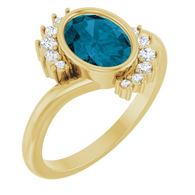 London Blue Topaz and Diamond Ring