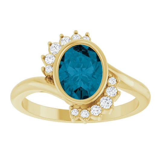 London Blue Topaz and Diamond Ring