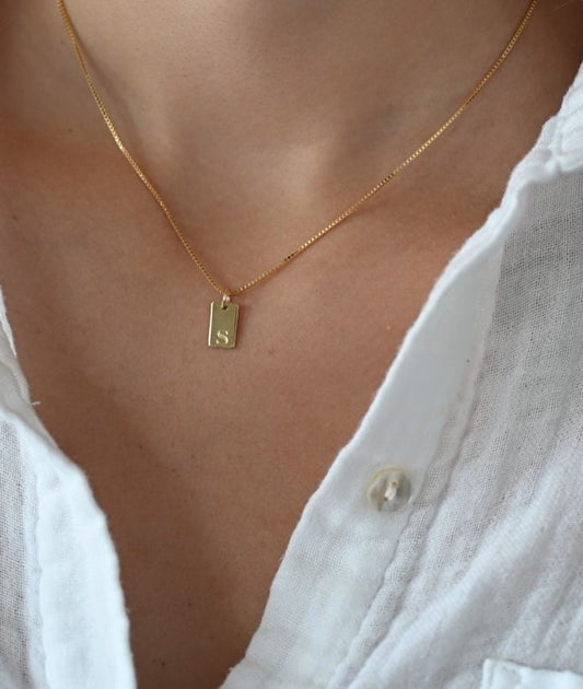 Custom Dainty Initial Tag Necklace