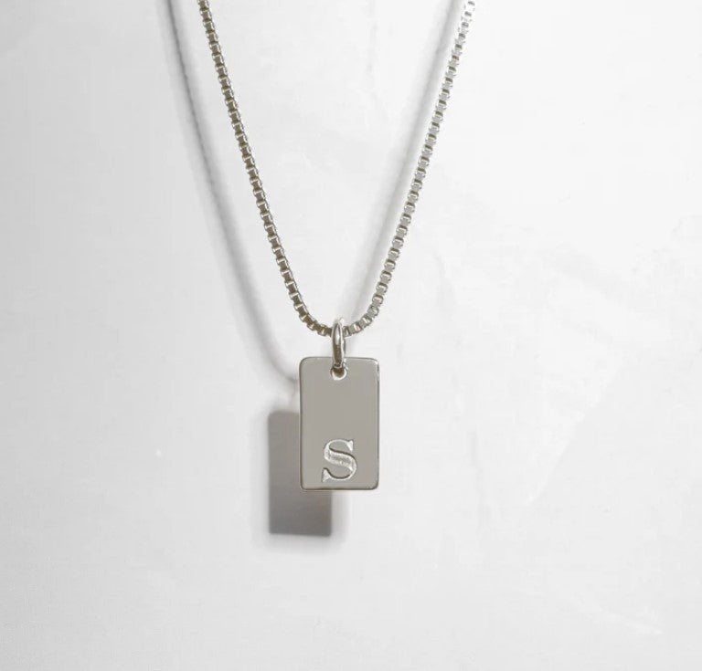 Custom Dainty Initial Tag Necklace