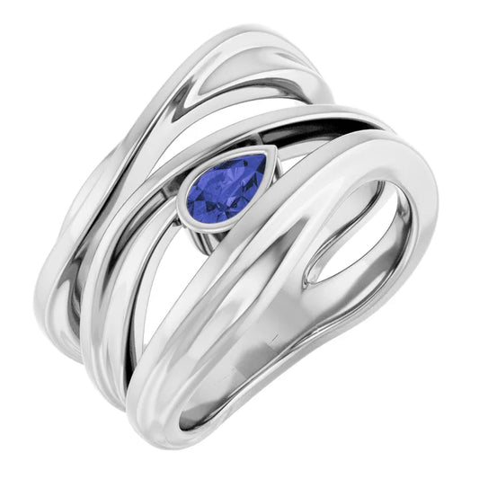 Natural Iolite Freeform Ring