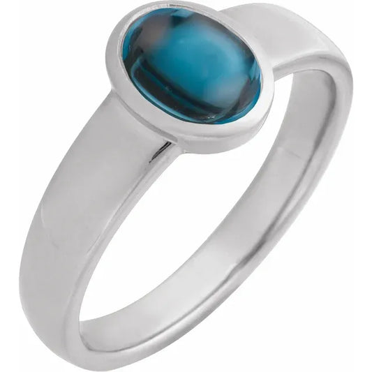 London Blue Topaz Cabochon Ring