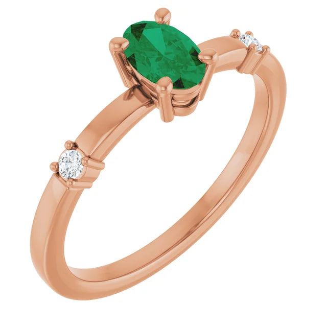 Lab-Grown Emerald and Diamond Ring