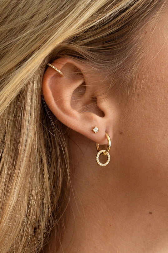 Accented Circle Charm Hoops