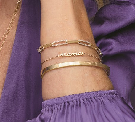 Lowercase Script "Mama" Bracelet
