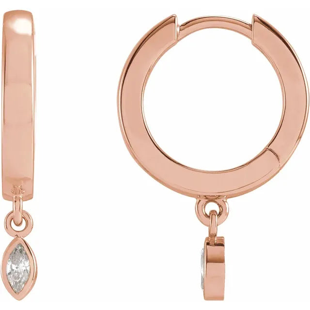 Bezel-Set Marquise Dangle Hoop Earrings