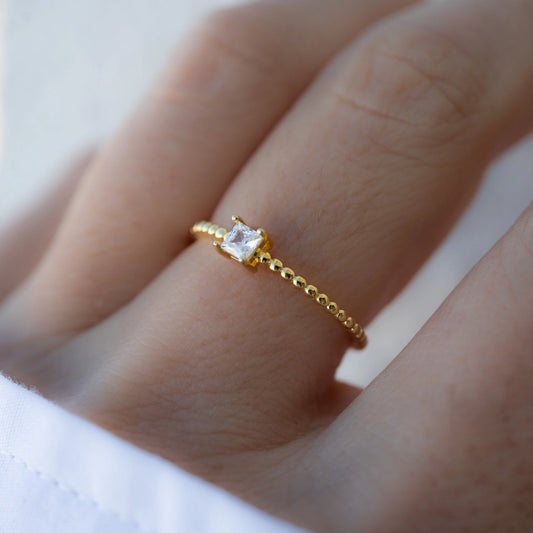 Princess Cut with Beaded Band