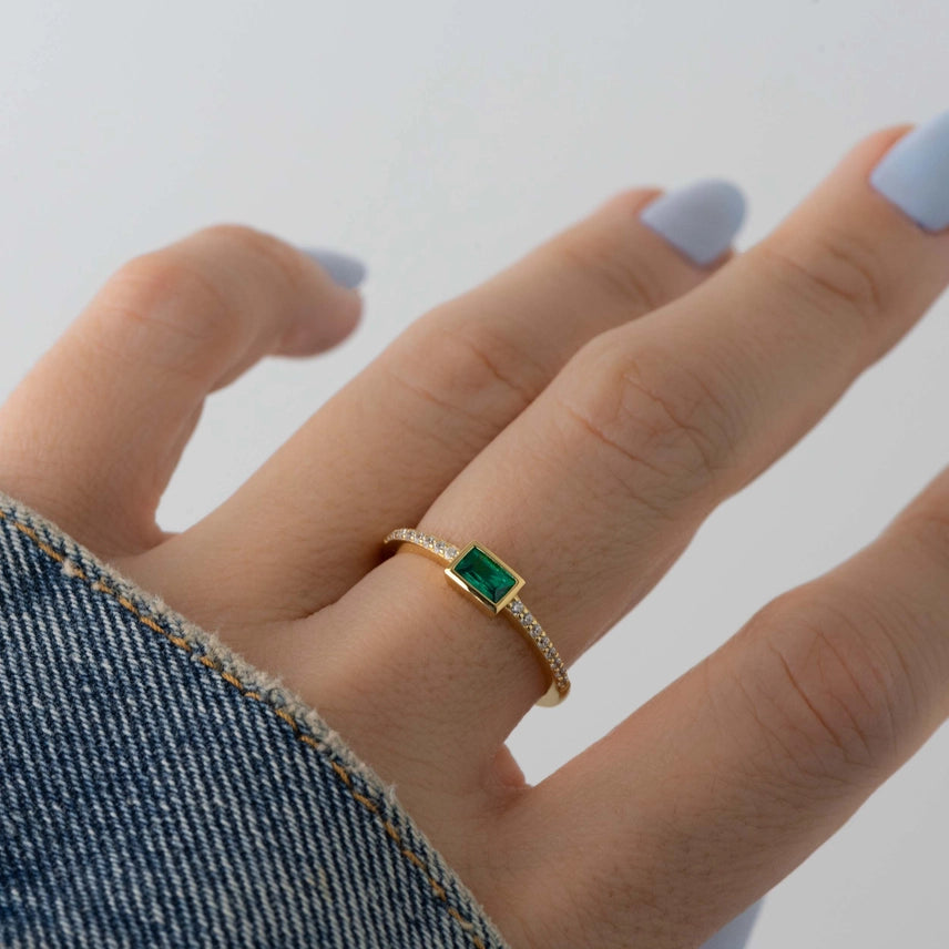 Emerald Baguette Ring