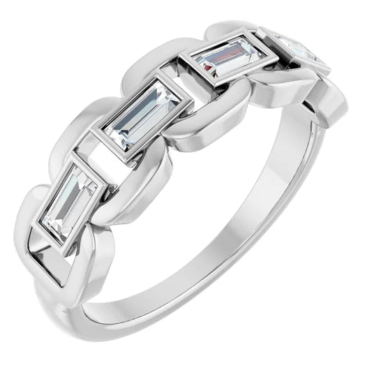 Lab-Grown Moissanite Chain Link Ring