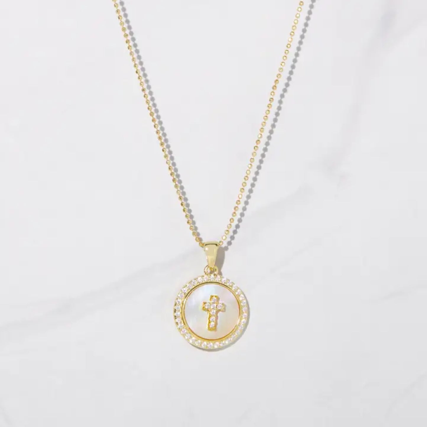 Mother of Pearl Cross Necklace