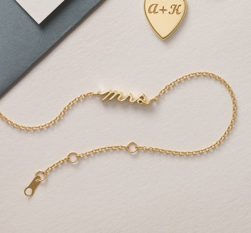 Lowercase Script Mrs Bracelet