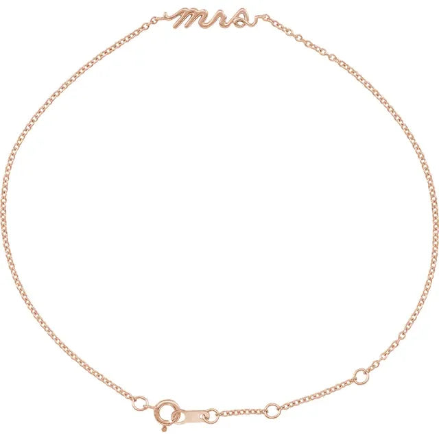 Lowercase Script Mrs Bracelet