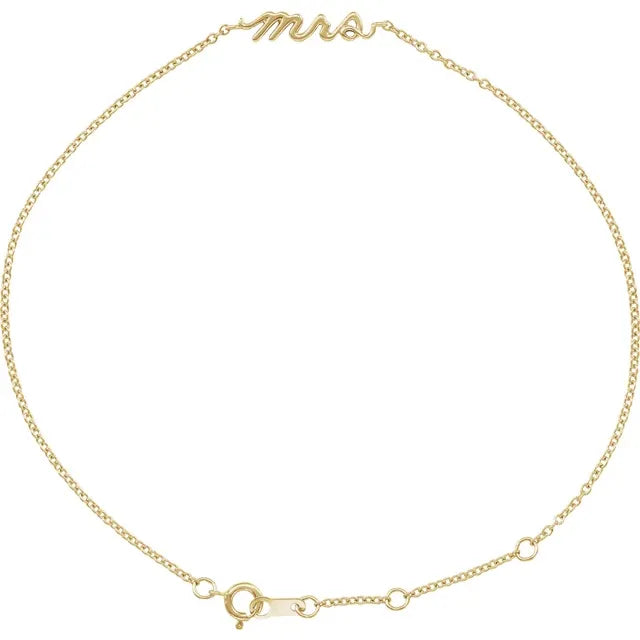 Lowercase Script Mrs Bracelet
