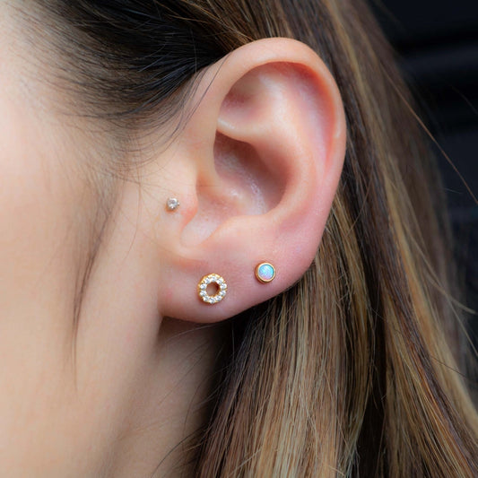 Bezel Set Opal Stud Earrings
