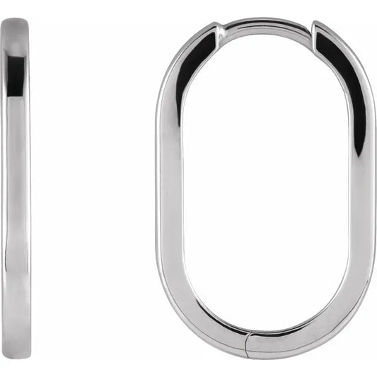 Elongated Oval Hoop Earrings