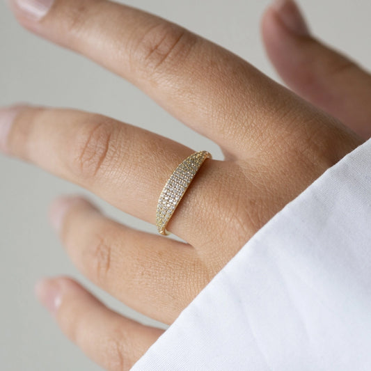 CZ Accented Petite Signet Ring