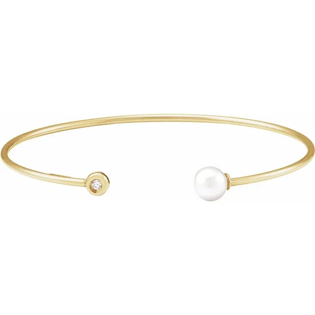 Diamond and Pearl Cuff Bracelet