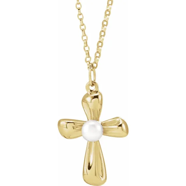 Freshwater Pearl Cross Necklace