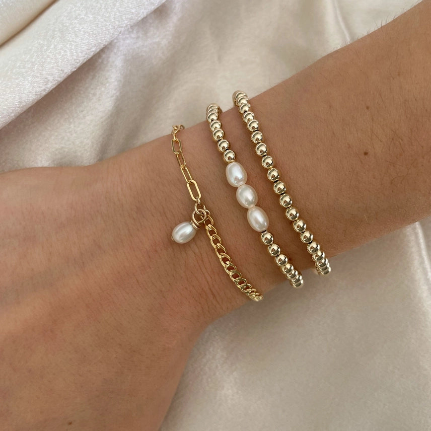 Beaded Pearl Trio Bracelet