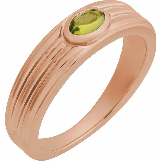 Peridot Cabochon Fluted Ring