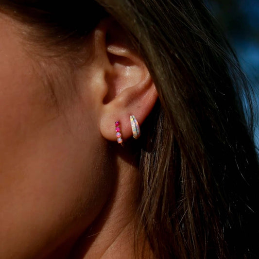 Pink Ombre Elongated Hoops