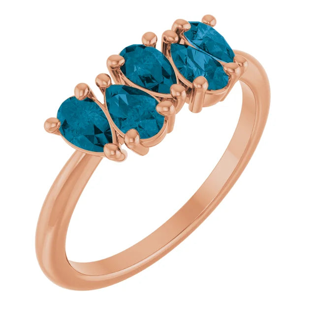 Natural London Blue Topaz Five-Stone Ring