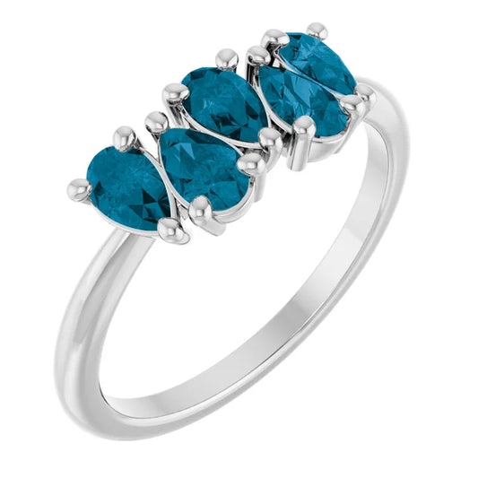 Natural London Blue Topaz Five-Stone Ring