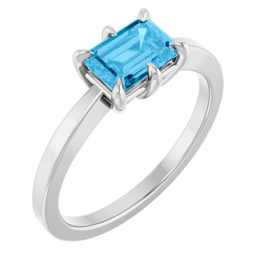Claw-Prong Swiss Blue Topaz Ring