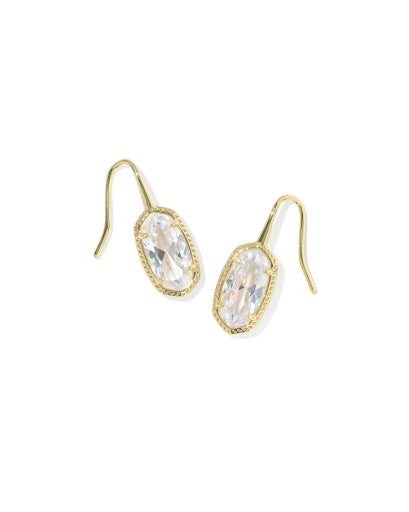 LEE LUXE DROP EARRINGS GOLD WHITE CZ