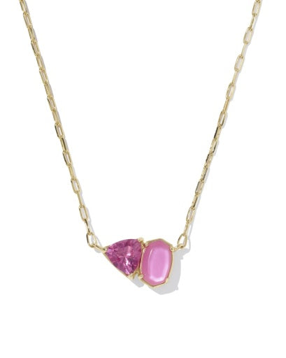 TATUM SHORT PENDANT NECKLACE GOLD AZALEA PINK MIX