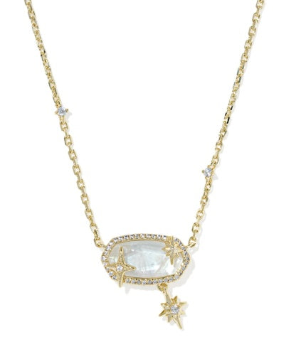ELISA STAR SHORT PENDANT NECKLACE GOLD CRYSTAL IVORY ILLUSION