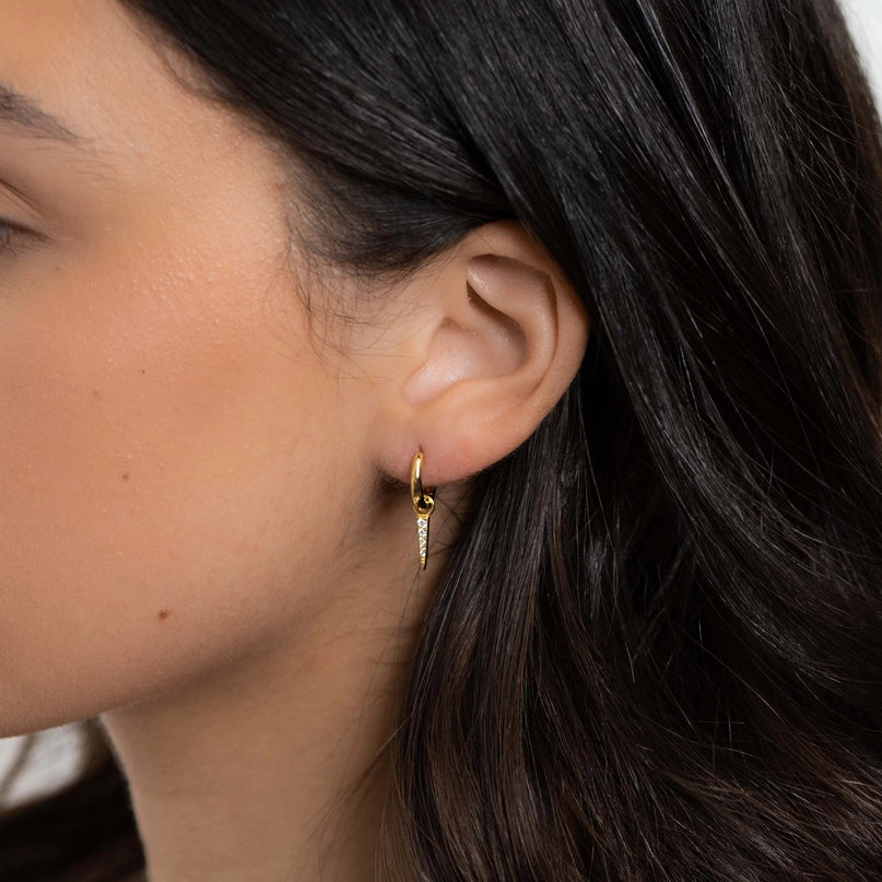 Accented Spike Charm Huggie Earrings