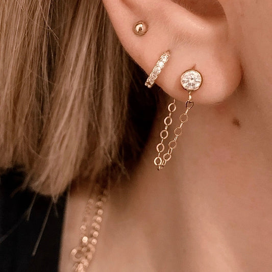 CZ Chain Stud Earrings