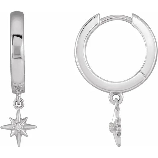 Diamond Star Hoop Earrings