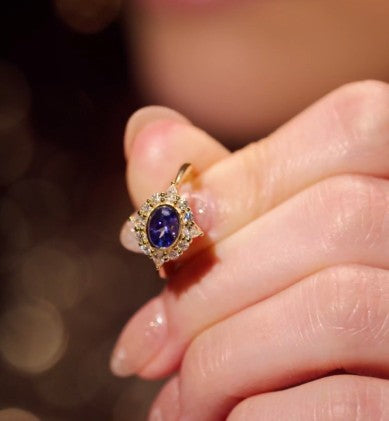 Tanzanite Halo Ring