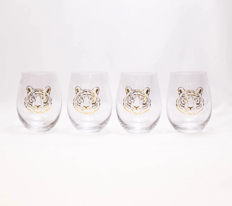 Go Get Em Tiger Wine Glass Gift Set