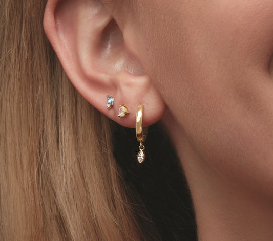 Bezel-Set Marquise Dangle Hoop Earrings