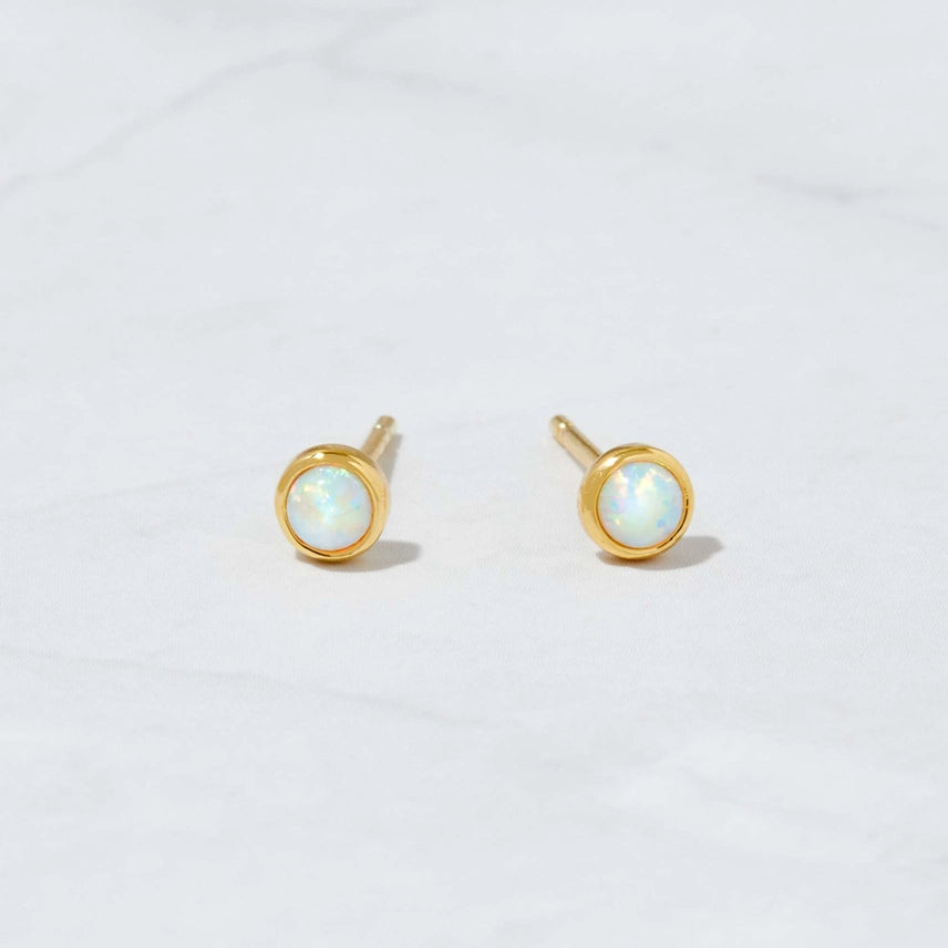 Bezel Set Opal Stud Earrings