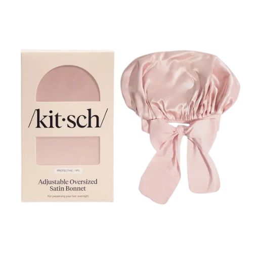 Adjustable Oversized Satin Bonnet- Blush