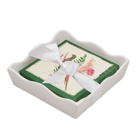 Ceramic Cocktail Napkin Tray  - Feather Grove