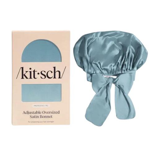 Adjustable Oversized Satin Bonnet- Haze Blue