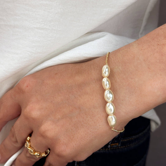 18k Gold Filled Baroque Pearls Bracelet