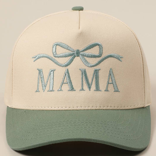 Mama Ribbon Embroidered Two-Tone Trucker Hat
