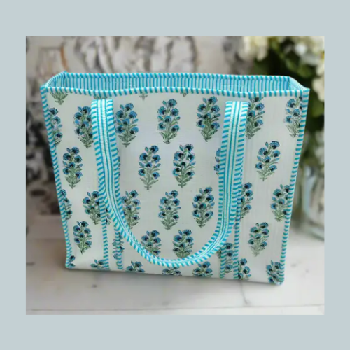 Juniper Blue and White Floral Tote Bag