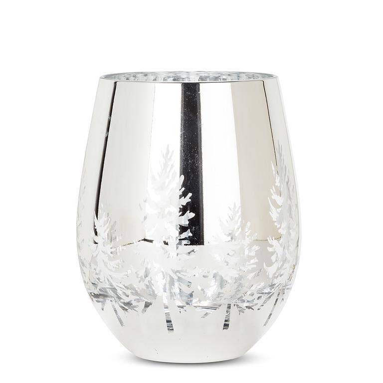 Winter Trees Stemless Wine Glass - Silver