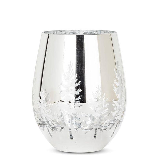 Winter Trees Stemless Wine Glass - Silver