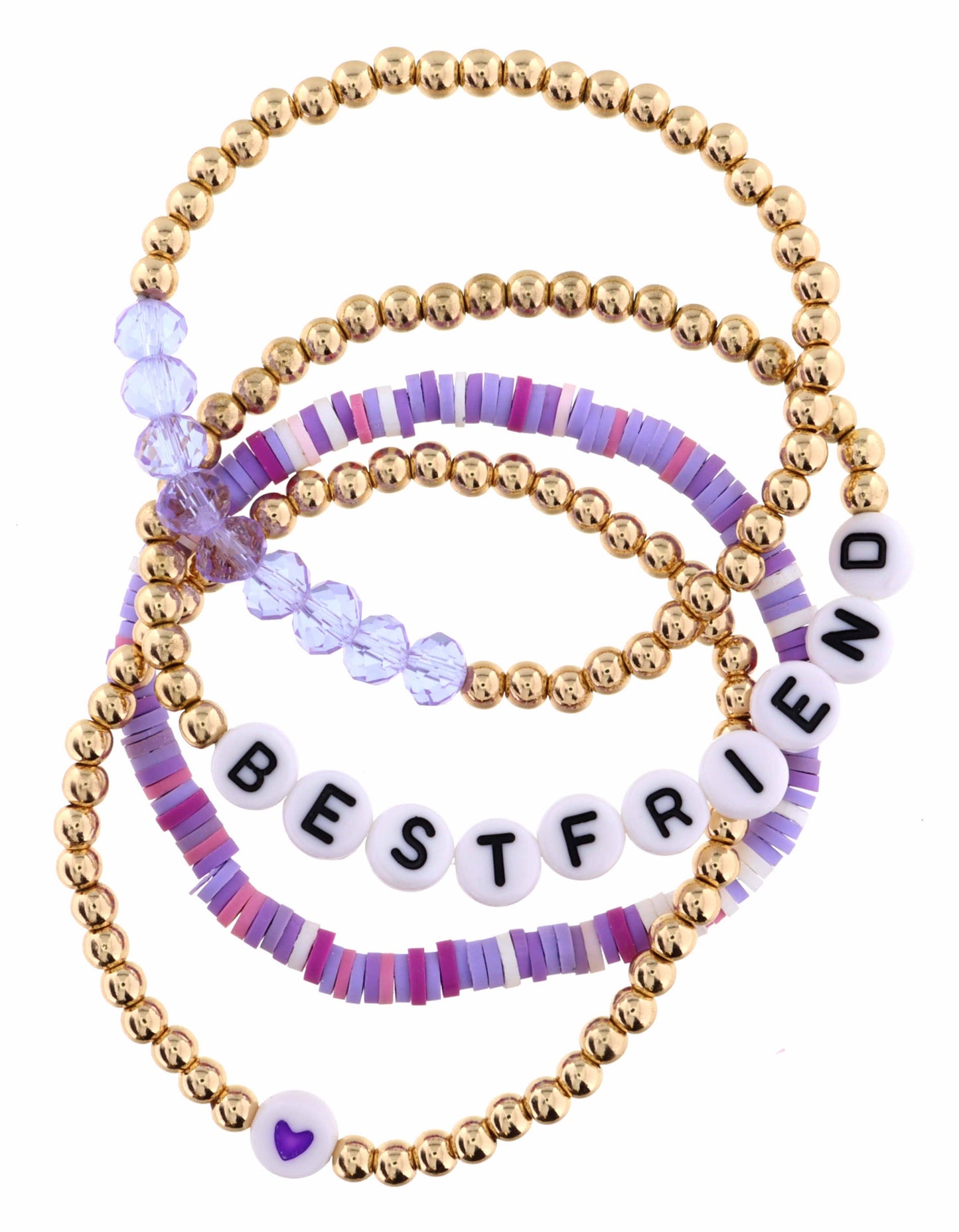 Kids Set of 4, Beaded with "Best Friend" Bracelet